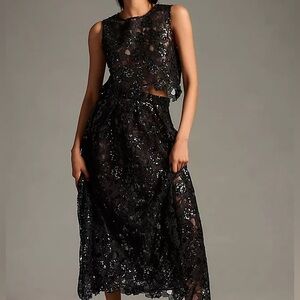 NWT Eva Franco Embroidered Sequin Skirt